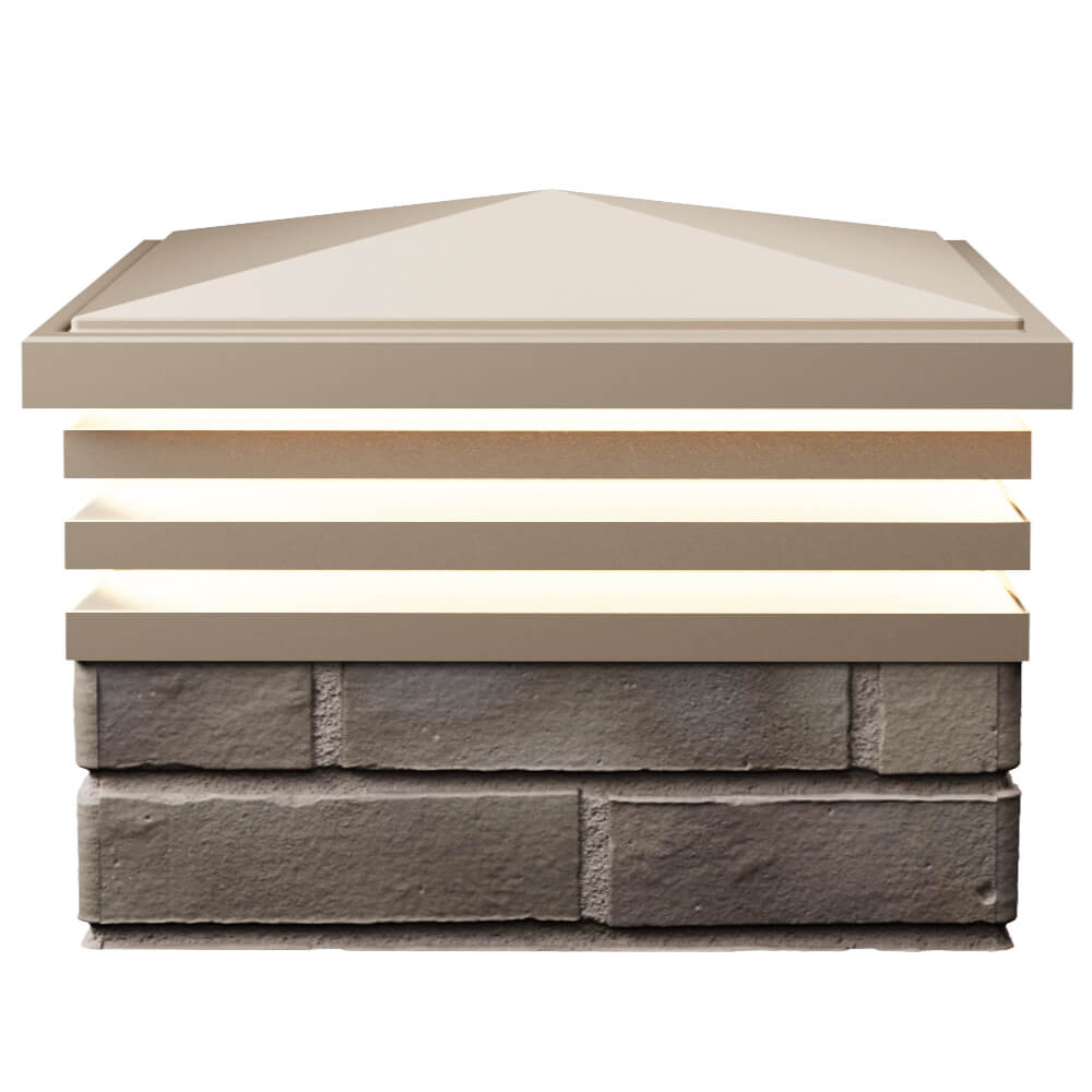 Колпак Zking Бона ХайТек Бежевый на столб 1.5х1.5 кирпича (385х385мм) с подсветкой в Барнауле фото