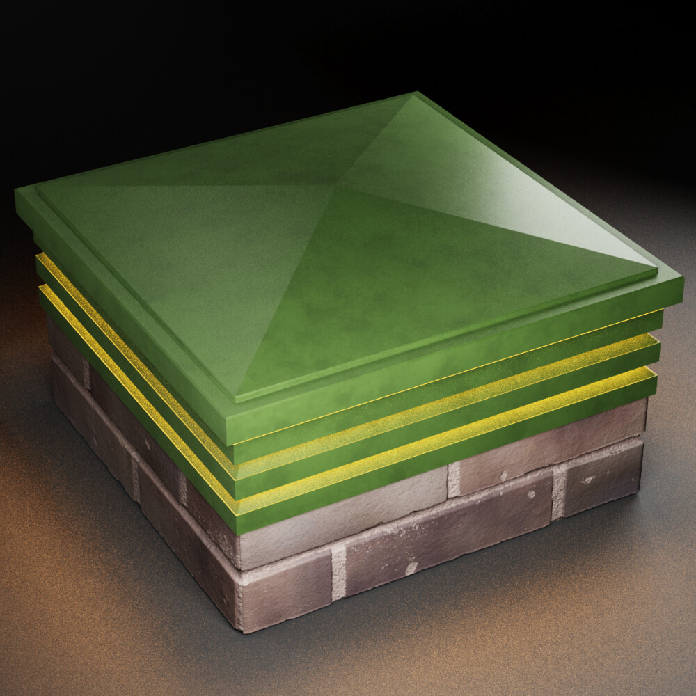 Колпак Zking Бона ХайТек Зеленый на столб 2х2 кирпича (513х513мм) с подсветкой в Барнауле фото