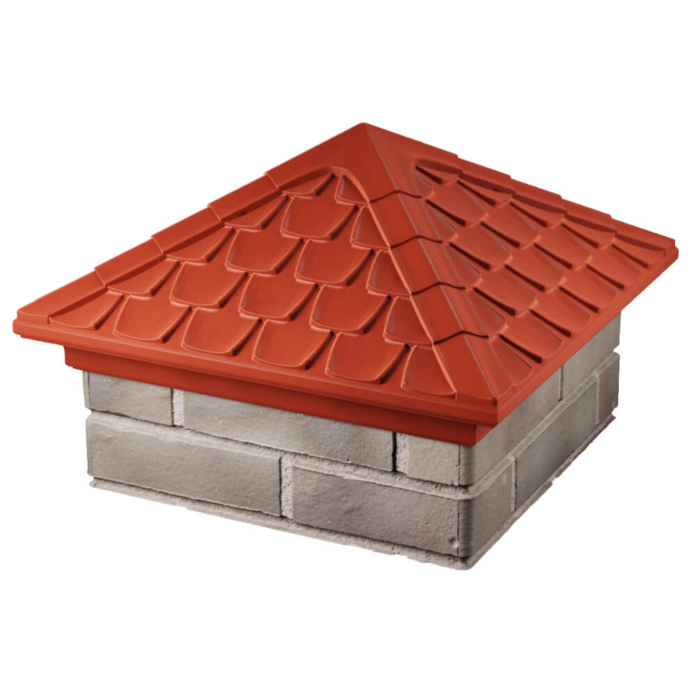 Колпак Zking Эльбрус Красный на столб 1.5х1.5 кирпича (385х385мм) в Барнауле фото