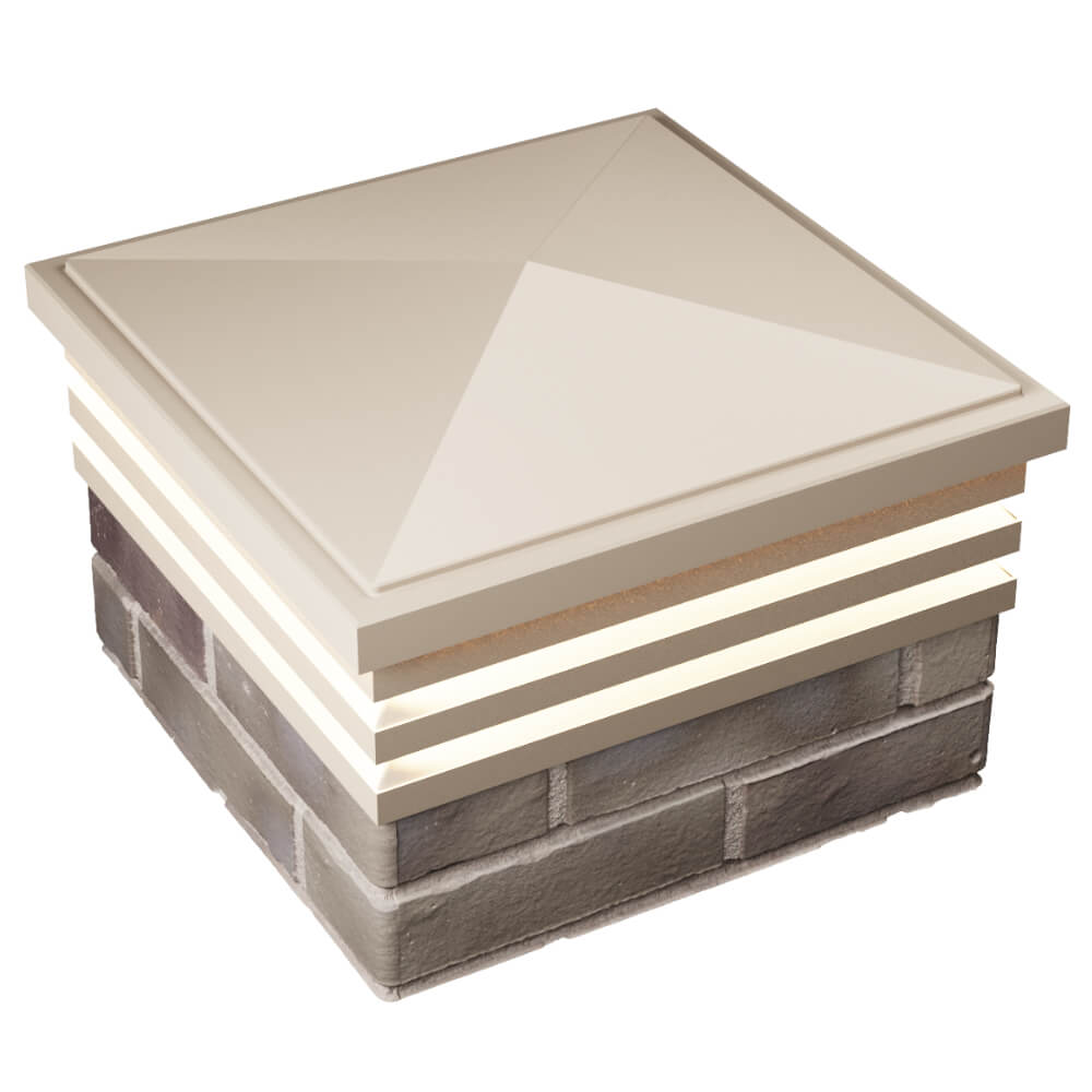 Колпак Zking Бона ХайТек Бежевый на столб 1.5х1.5 кирпича (385х385мм) с подсветкой в Барнауле фото