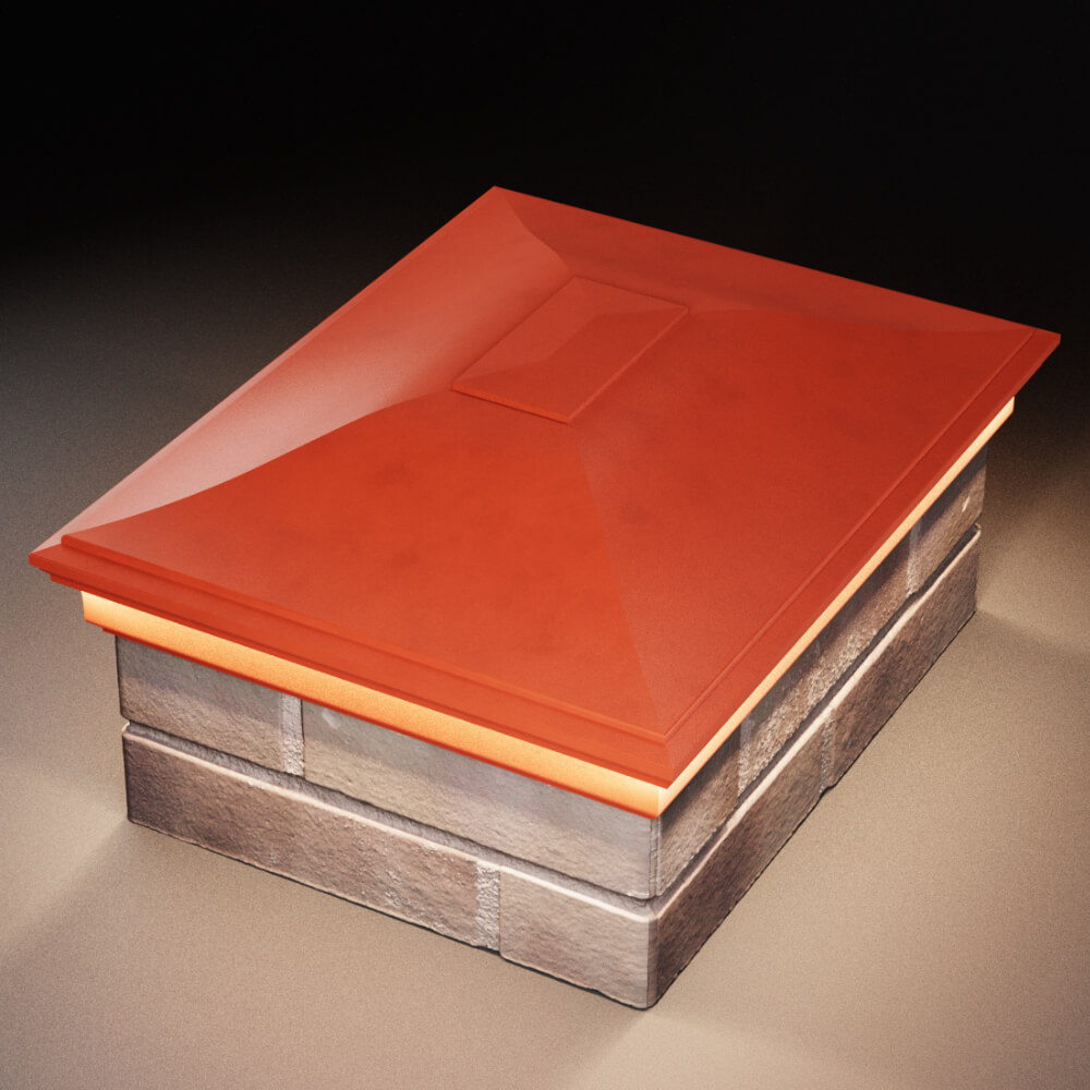 Колпак Zking Монблан Красный на столб 2х1.5 кирпича (515х385мм) c подсветкой в Барнауле фото