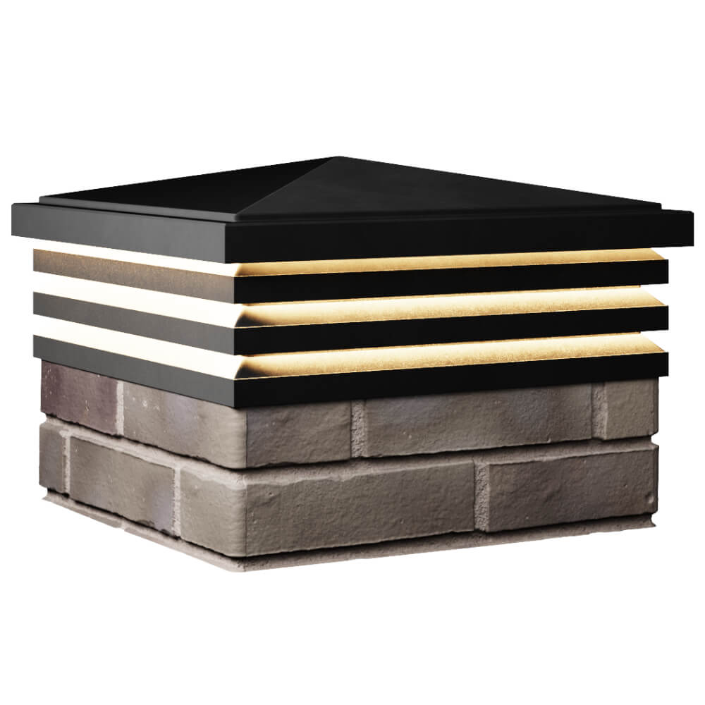 Колпак Zking Бона ХайТек Черный на столб 1.5х1.5 кирпича (385х385мм) с подсветкой в Барнауле фото