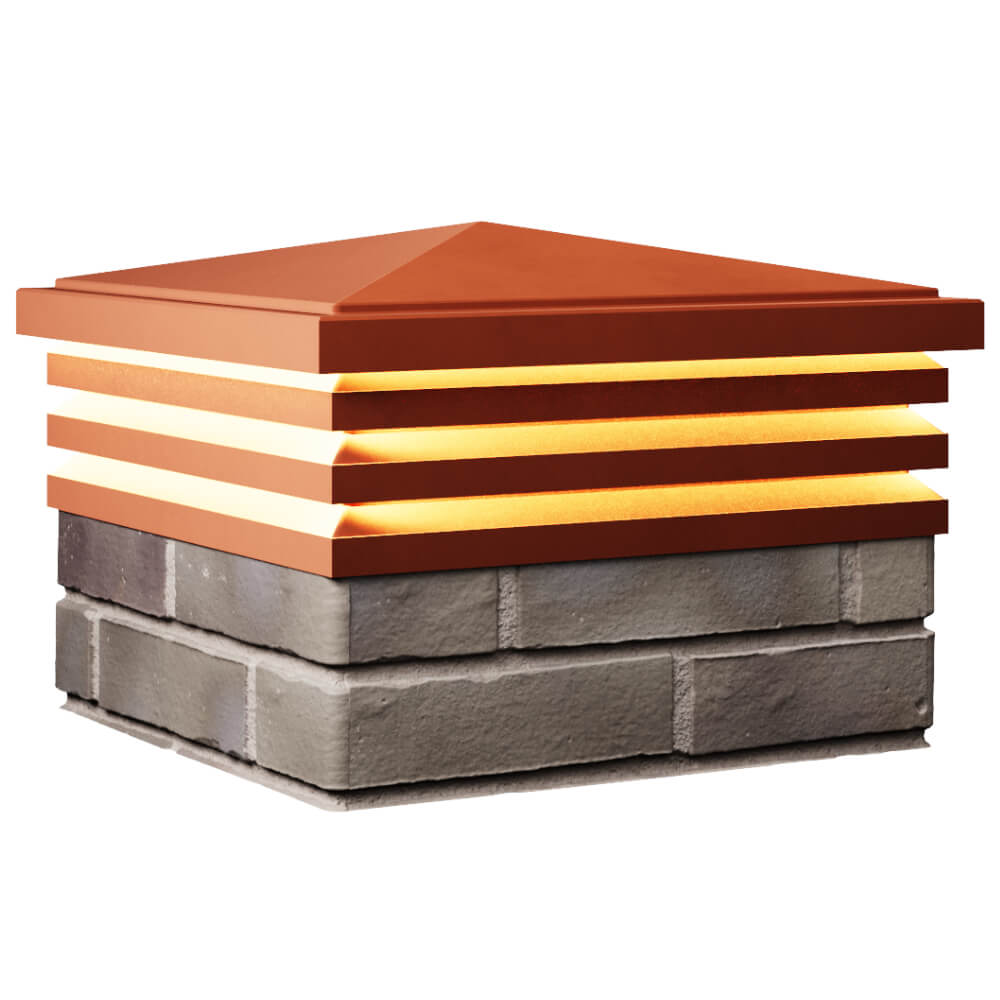 Колпак Zking Бона ХайТек Красный на столб 1.5х1.5 кирпича (385х385мм) с подсветкой в Барнауле фото