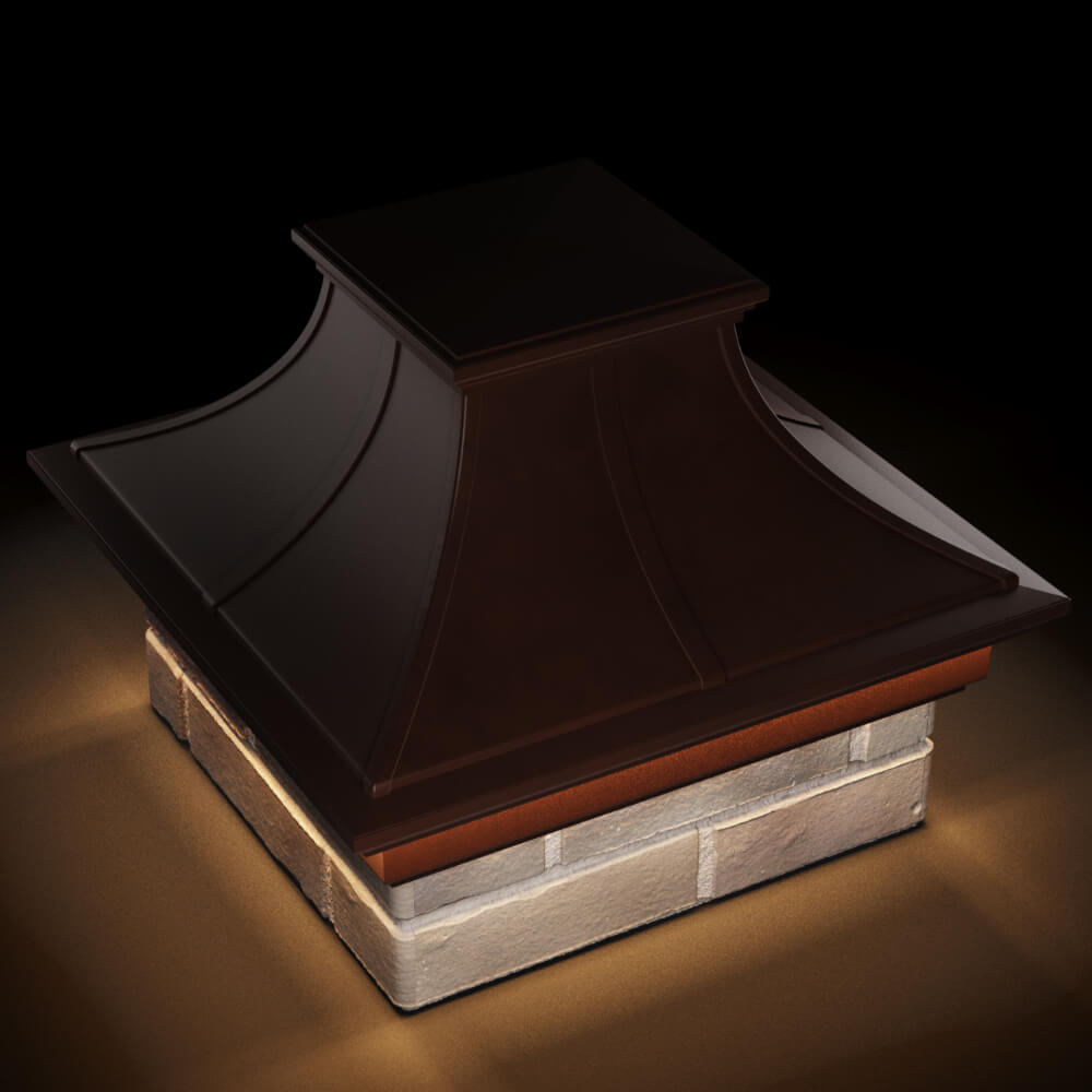Колпак Zking Монблан Премиум Коричневый на столб 1.5х1.5 кирпича (385х385мм) с подсветкой в Барнауле фото