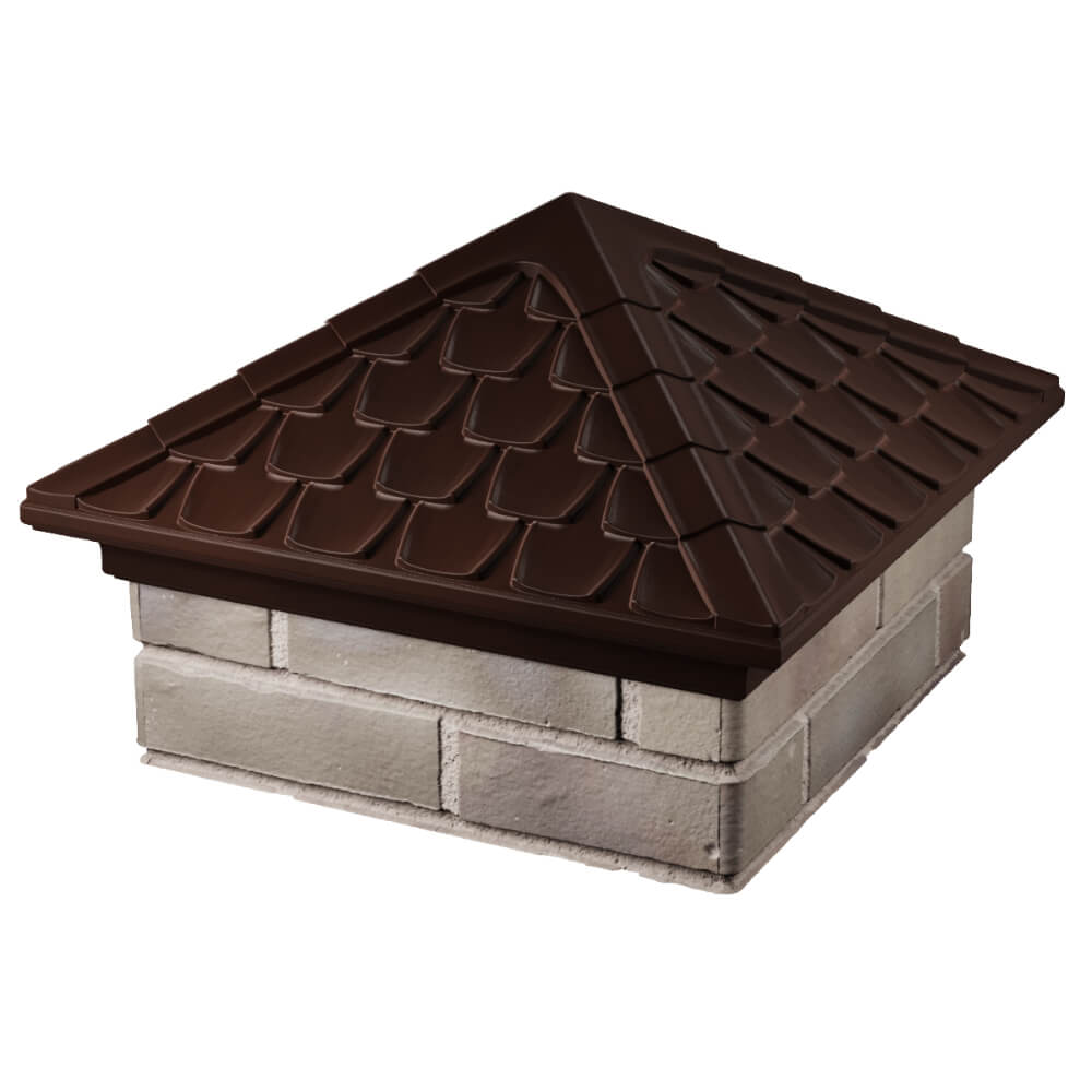 Колпак Zking Эльбрус Коричневый на столб 1.5х1.5 кирпича (385х385мм) в Барнауле фото