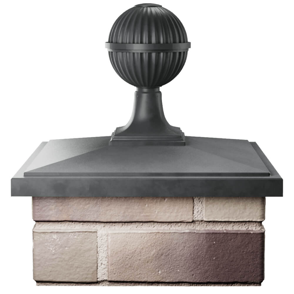 Колпак Zking БонаМоно Серый с шаром на столб 1.5х1.5 кирпича (385х385, 400х400мм) в сборе Барнаул фото
