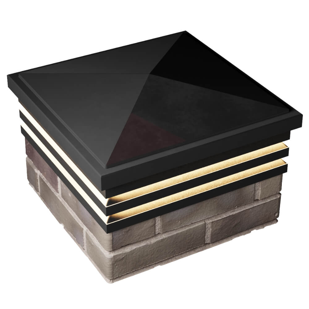 Колпак Zking Бона ХайТек Черный на столб 1.5х1.5 кирпича (385х385мм) с подсветкой в Барнауле фото