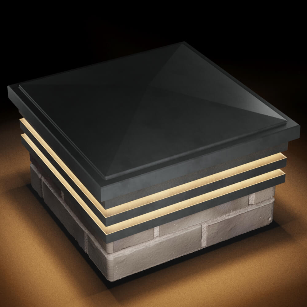 Колпак Zking Бона ХайТек Серый на столб 1.5х1.5 кирпича (385х385мм) с подсветкой в Барнауле фото