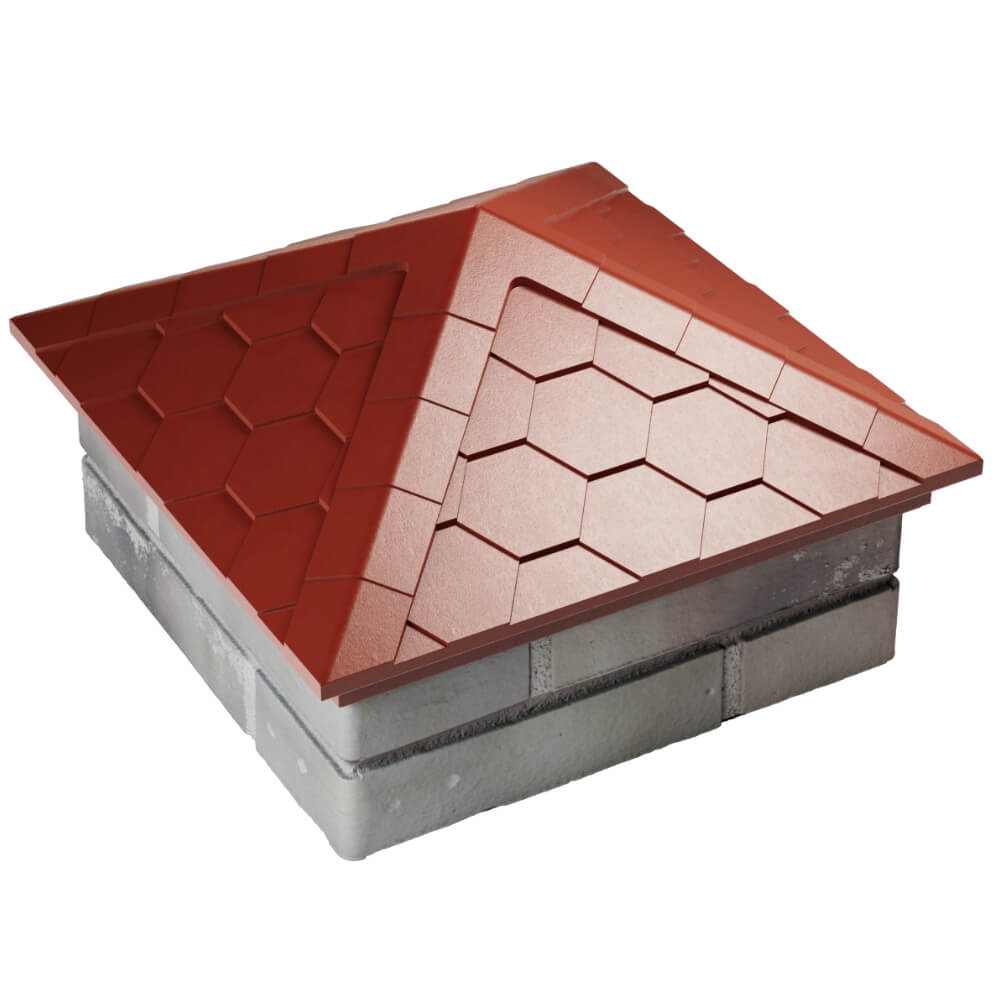 Колпак Zking Эверест Красный на столб 1.5х1.5 кирпича (390х390мм) в Барнауле фото