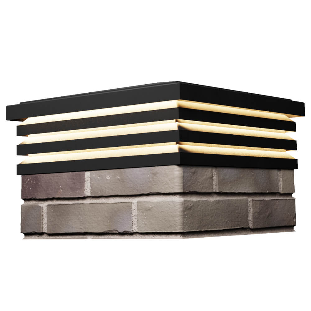 Колпак Zking Бона ХайТек Черный на столб 1.5х1.5 кирпича (385х385мм) с подсветкой в Барнауле фото