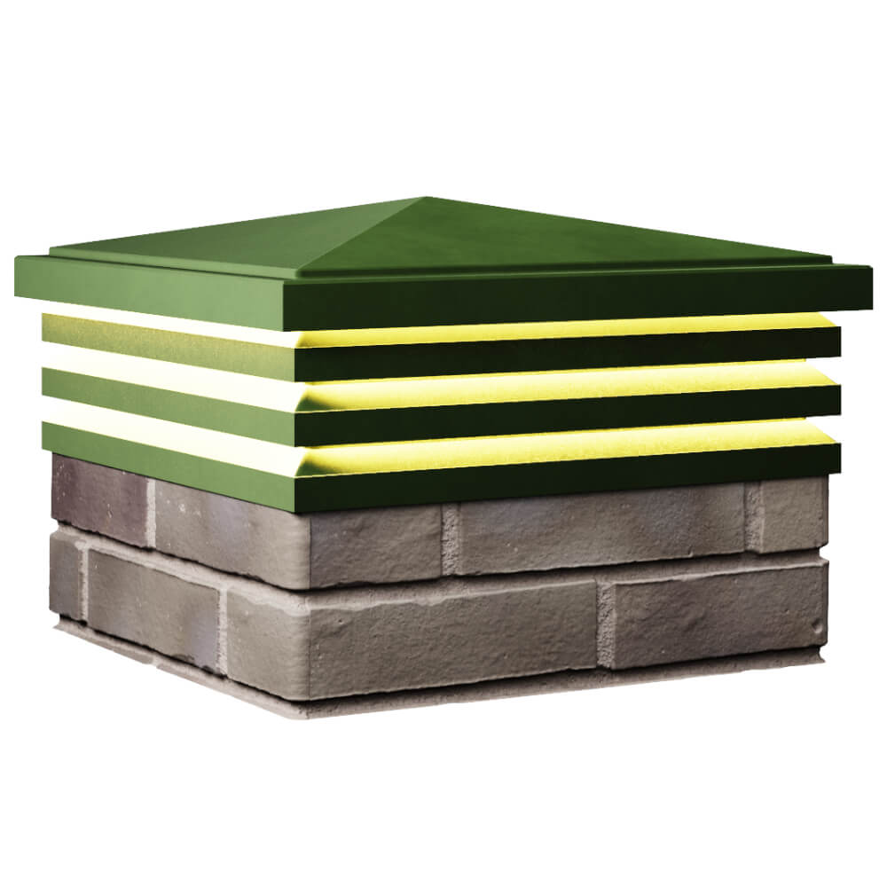 Колпак Zking Бона ХайТек Зеленый на столб 1.5х1.5 кирпича (385х385мм) с подсветкой в Барнауле фото