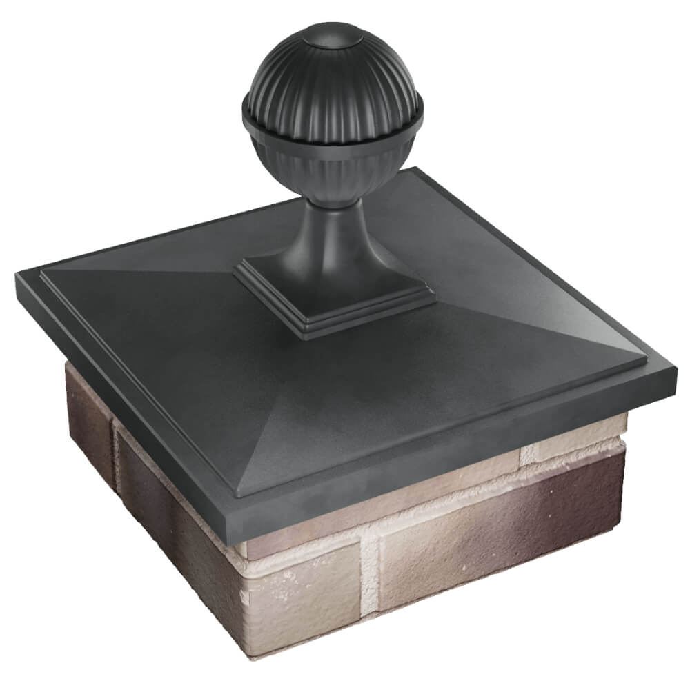 Колпак Zking БонаМоно Серый с шаром на столб 1.5х1.5 кирпича (385х385, 400х400мм) в сборе в Барнауле фото