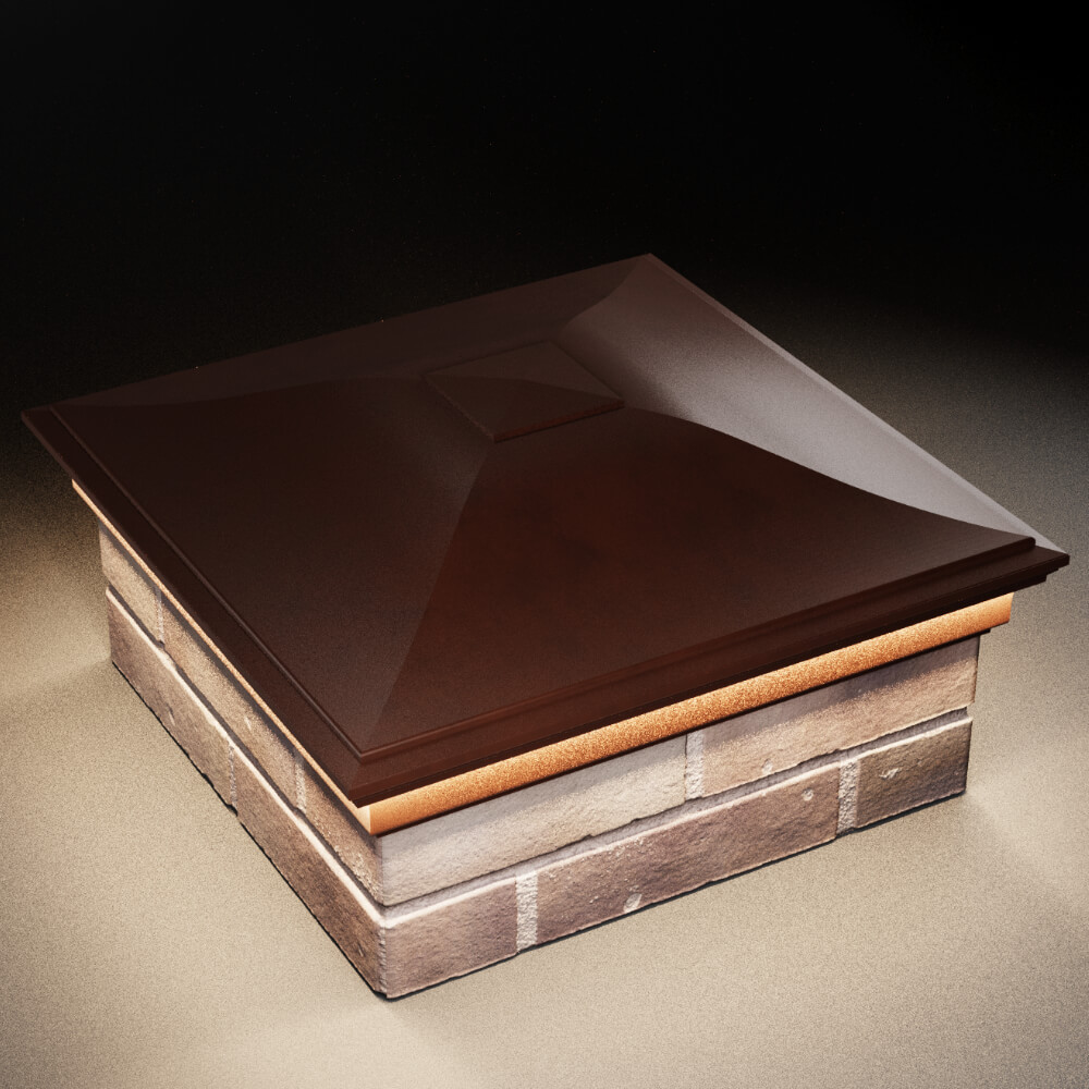 Колпак Zking Монблан Коричневый на столб 2х2 кирпича (515х515мм) c подсветкой в Барнауле фото