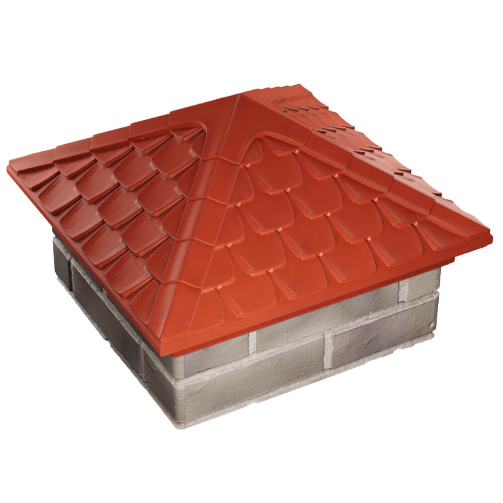 Колпак Zking Эльбрус Красный на столб 1.5х1.5 кирпича (385х385мм) в Барнауле фото