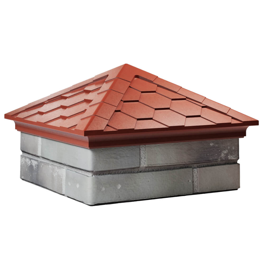 Колпак Zking Эверест Красный на столб 1.5х1.5 кирпича (390х390мм) в Барнауле фото