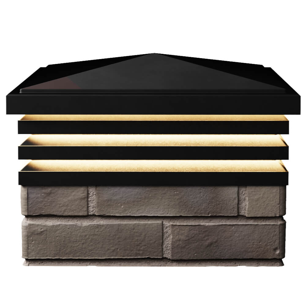 Колпак Zking Бона ХайТек Черный на столб 1.5х1.5 кирпича (385х385мм) с подсветкой в Барнауле фото