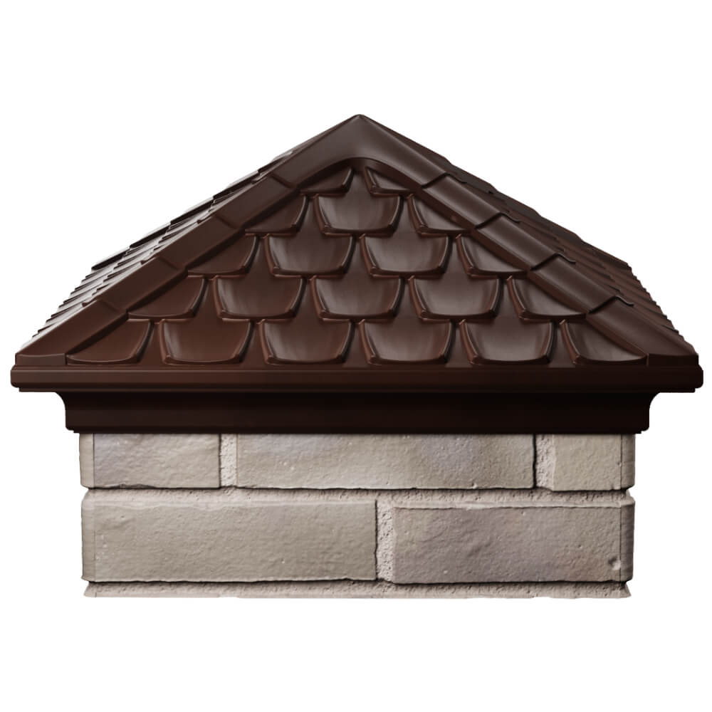 Колпак Zking Эльбрус Коричневый на столб 1.5х1.5 кирпича (385х385мм) Барнаул фото