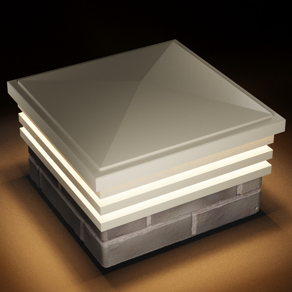 Колпак Zking Бона ХайТек Бежевый на столб 1.5х1.5 кирпича (385х385мм) с подсветкой в Барнауле фото