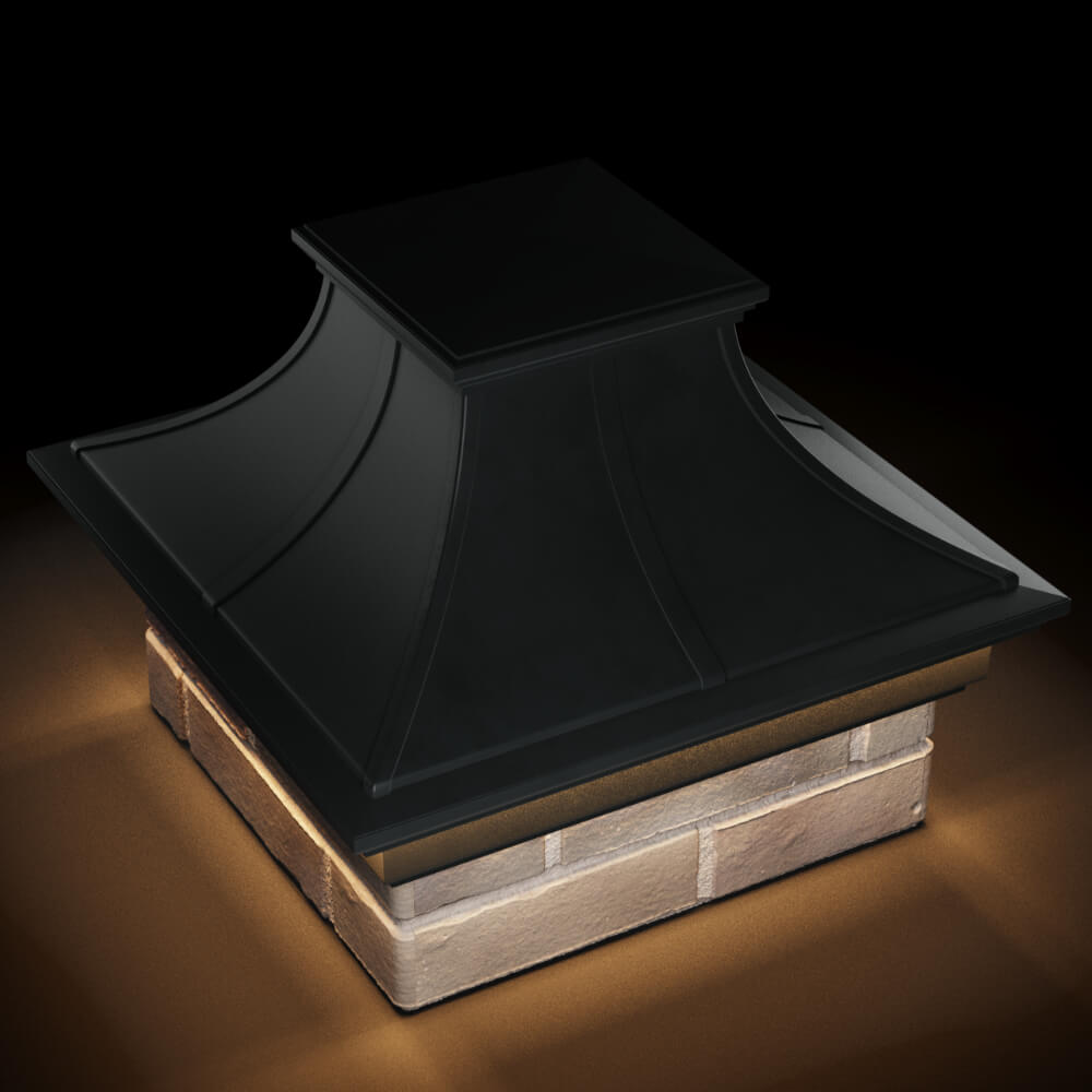 Колпак Zking Монблан Премиум Черный на столб 1.5х1.5 кирпича (385х385мм) с подсветкой в Барнауле фото