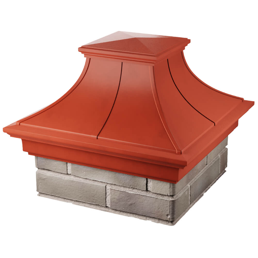 Колпак Zking Монблан Премиум Красный на столб 1.5х1.5 кирпича (385х385мм) в Барнауле фото