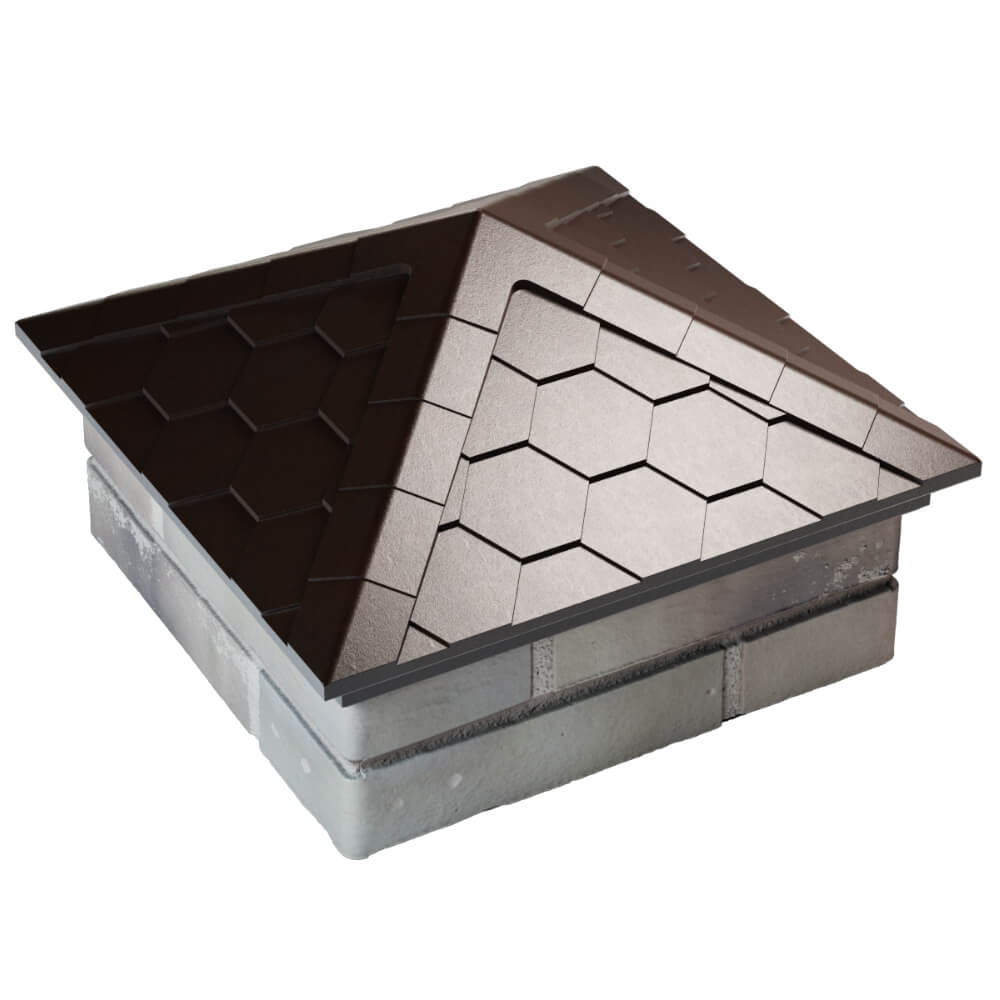 Колпак Zking Эверест Коричневый на столб 1.5х1.5 кирпича (390х390мм) в Барнауле фото