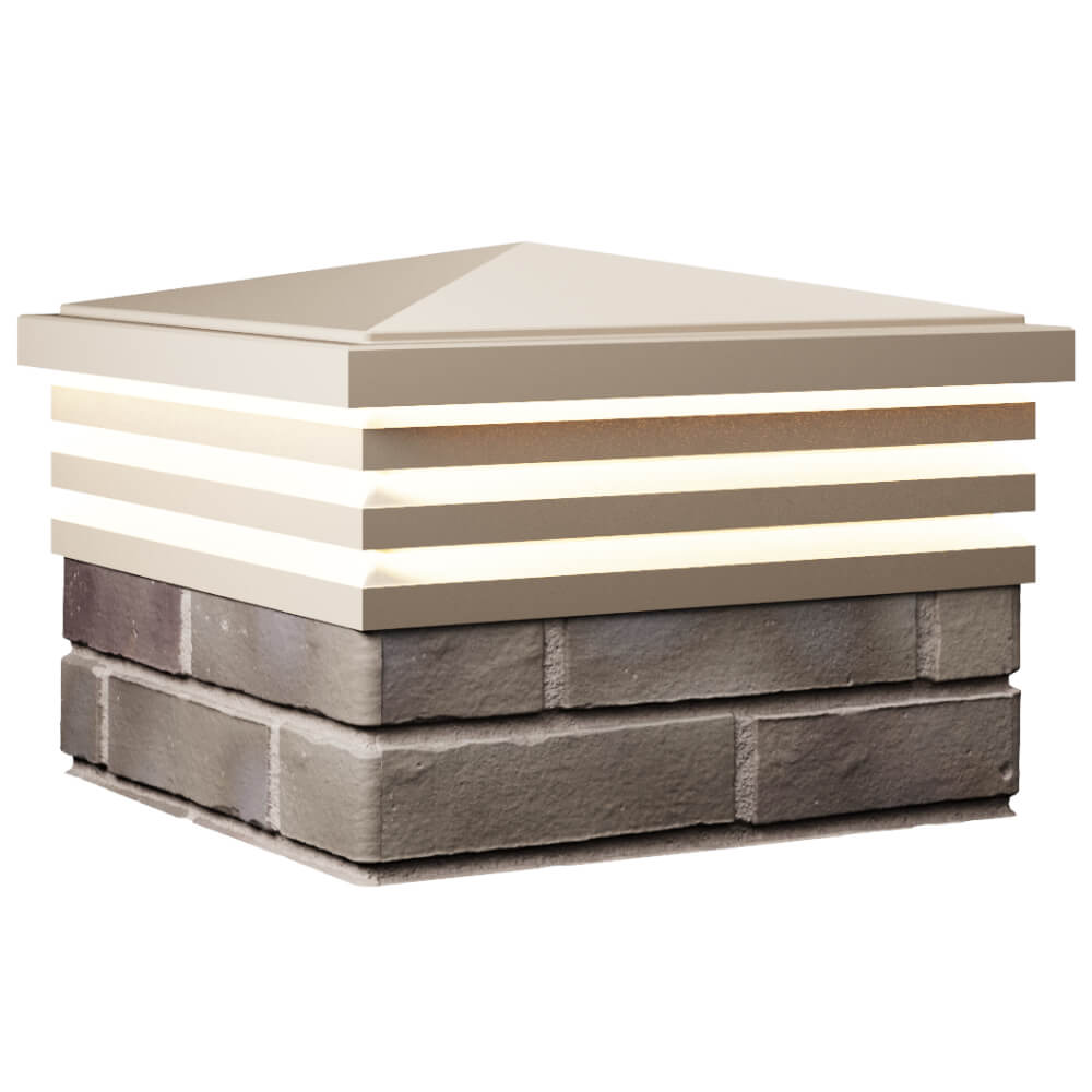 Колпак Zking Бона ХайТек Бежевый на столб 1.5х1.5 кирпича (385х385мм) с подсветкой в Барнауле фото