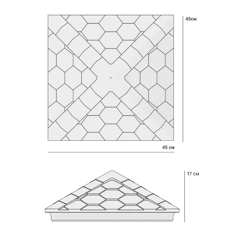 Колпак Zking Эверест Серый на столб 1.5х1.5 кирпича (390х390мм) в Барнауле фото