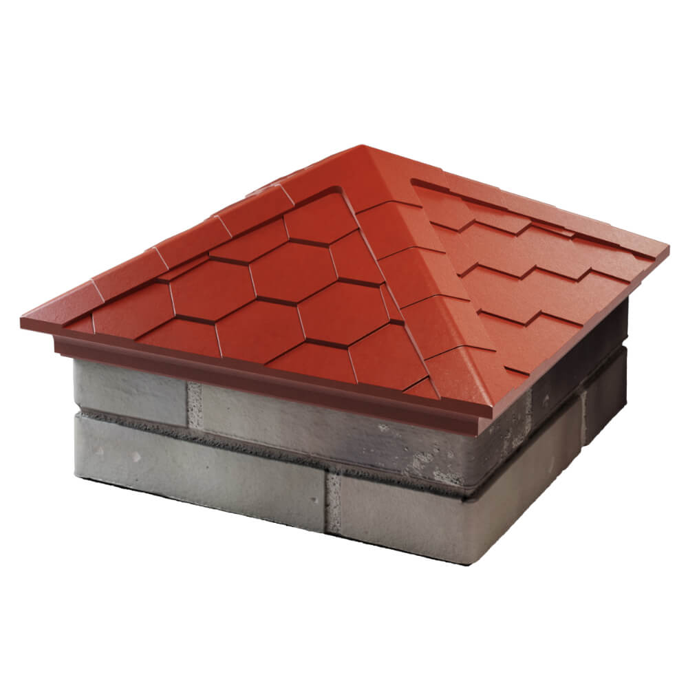 Колпак Zking Эверест Красный на столб 1.5х1.5 кирпича (390х390мм) в Барнауле фото