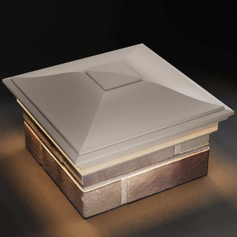 Колпак Zking Монблан Бежевый на столб 1.5х1.5 кирпича (385х385мм) с подсветкой в Барнауле фото