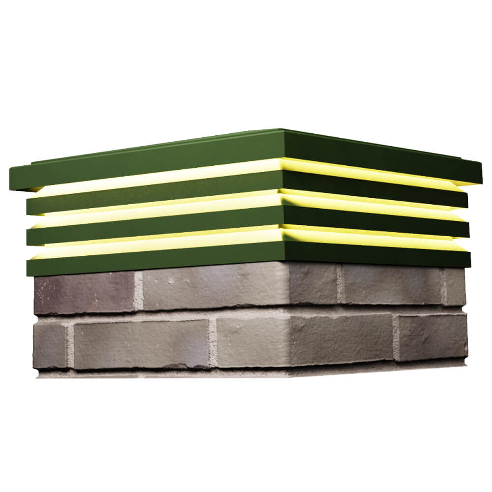 Колпак Zking Бона ХайТек Зеленый на столб 1.5х1.5 кирпича (385х385мм) с подсветкой в Барнауле фото