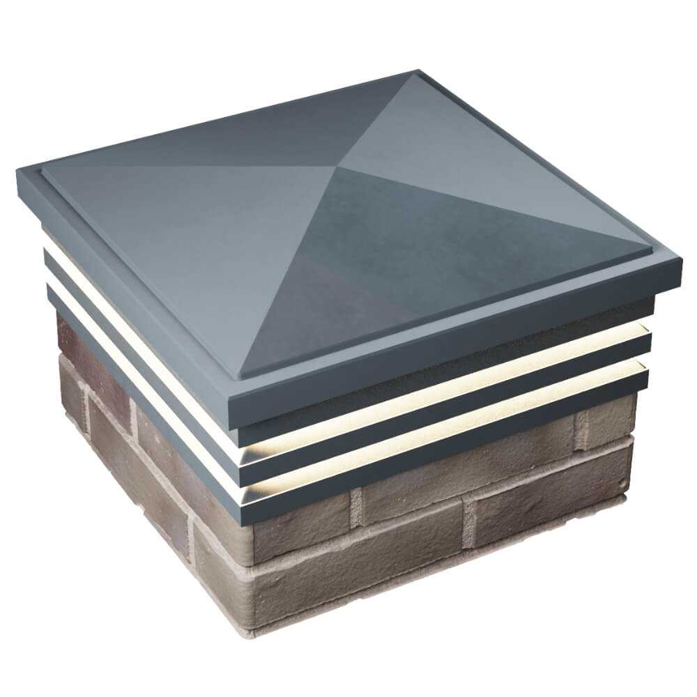 Колпак Zking Бона ХайТек Серый на столб 1.5х1.5 кирпича (385х385мм) с подсветкой в Барнауле фото