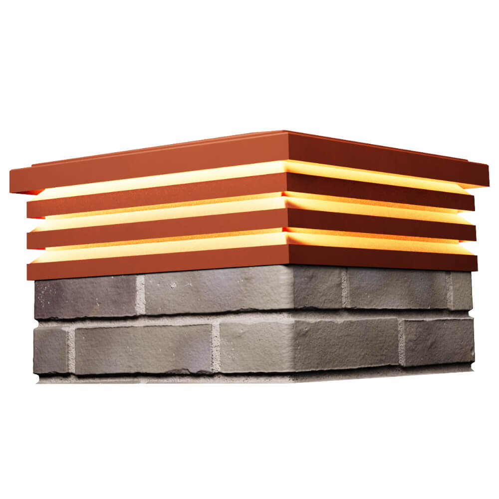 Колпак Zking Бона ХайТек Красный на столб 1.5х1.5 кирпича (385х385мм) с подсветкой в Барнауле фото