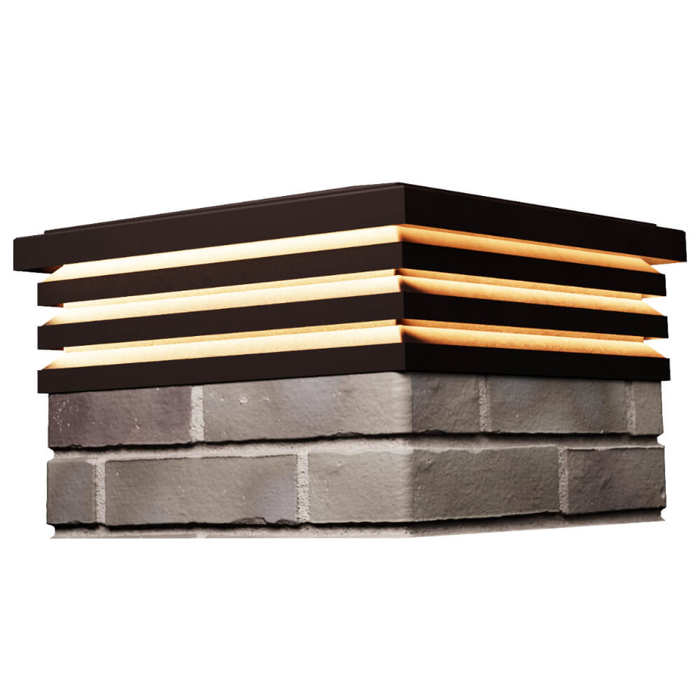 Колпак Zking Бона ХайТек Коричневый на столб 1.5х1.5 кирпича (385х385мм) с подсветкой в Барнауле фото