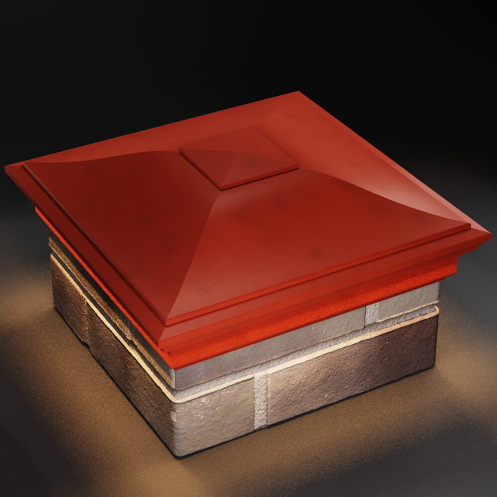 Колпак Zking Монблан Красный на столб 1.5х1.5 кирпича (385х385мм) с подсветкой в Барнауле фото