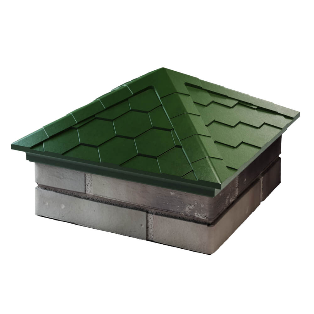 Колпак Zking Эверест Зеленый на столб 1.5х1.5 кирпича (390х390мм) в Барнауле фото