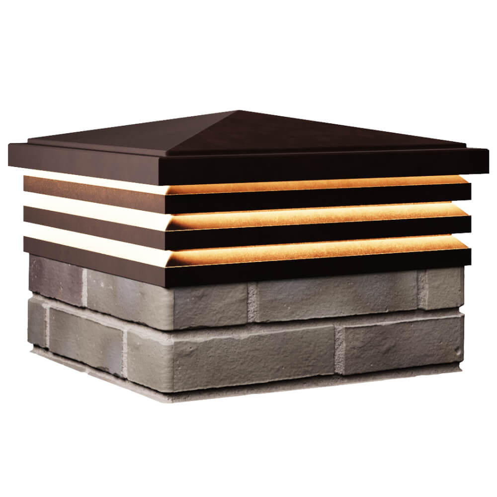 Колпак Zking Бона ХайТек Коричневый на столб 1.5х1.5 кирпича (385х385мм) с подсветкой в Барнауле фото