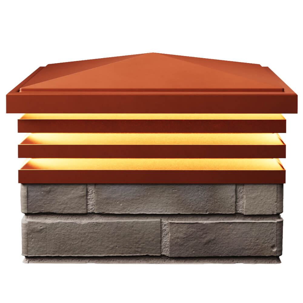 Колпак Zking Бона ХайТек Красный на столб 1.5х1.5 кирпича (385х385мм) с подсветкой в Барнауле фото