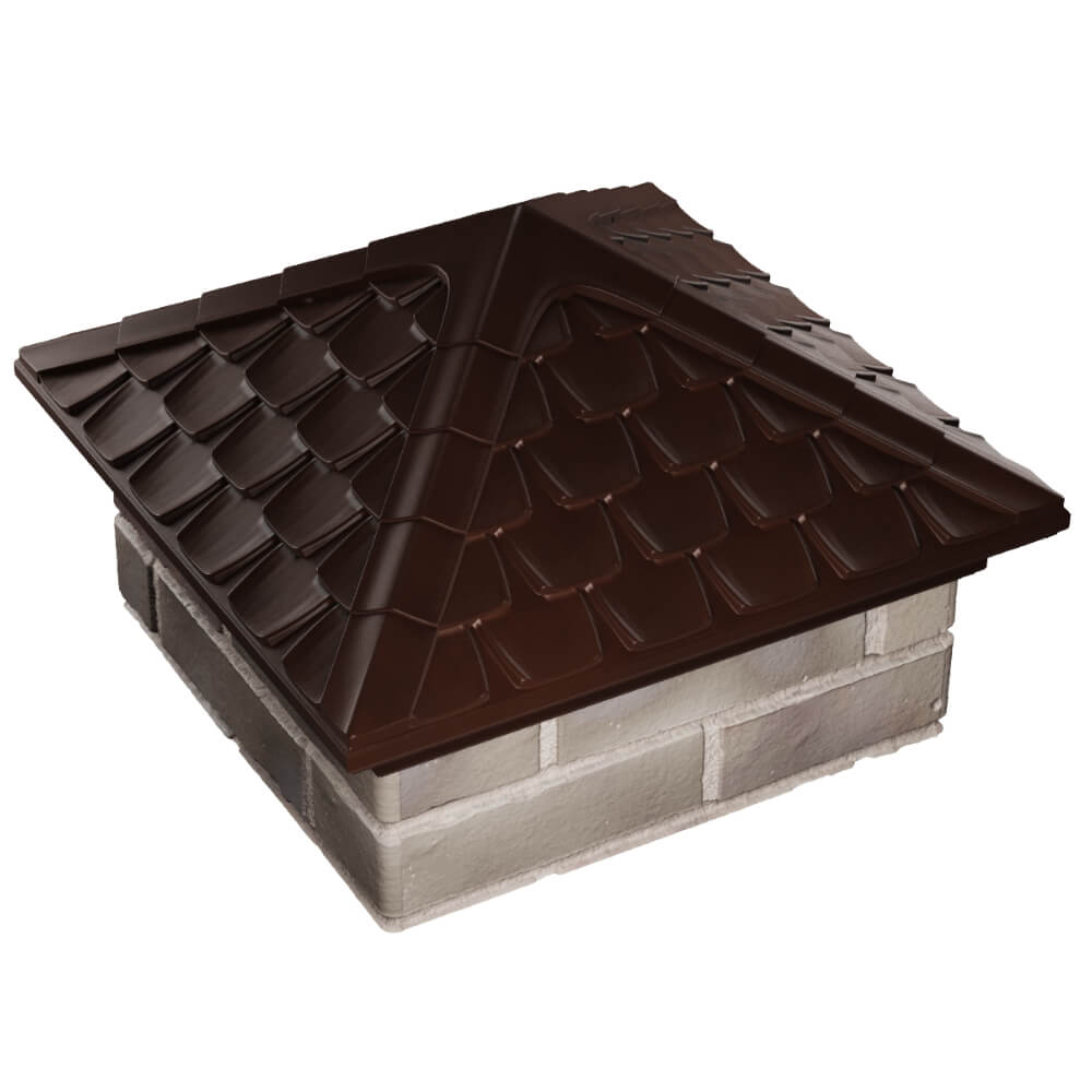 Колпак Zking Эльбрус Коричневый на столб 1.5х1.5 кирпича (385х385мм) в Барнауле фото