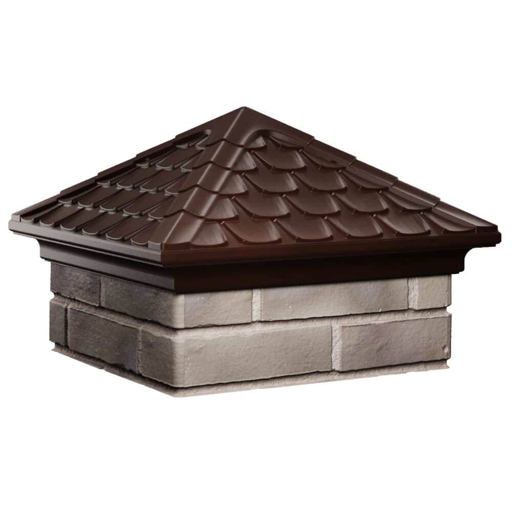 Колпак Zking Эльбрус Коричневый на столб 1.5х1.5 кирпича (385х385мм) в Барнауле фото
