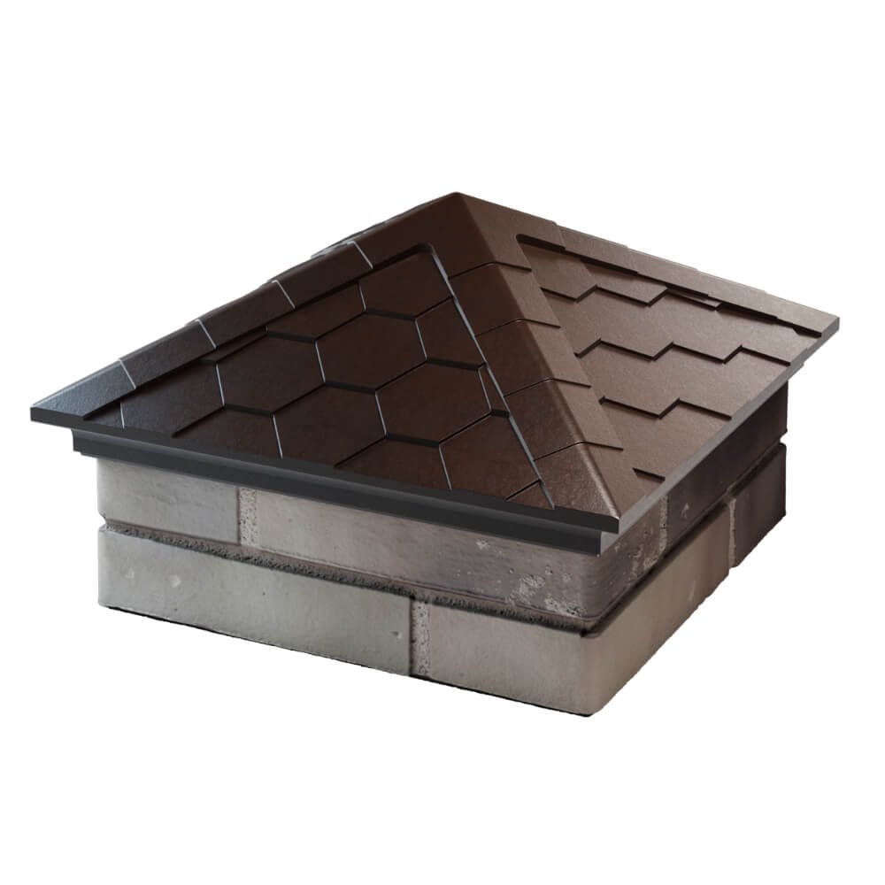 Колпак Zking Эверест Коричневый на столб 1.5х1.5 кирпича (390х390мм) в Барнауле фото